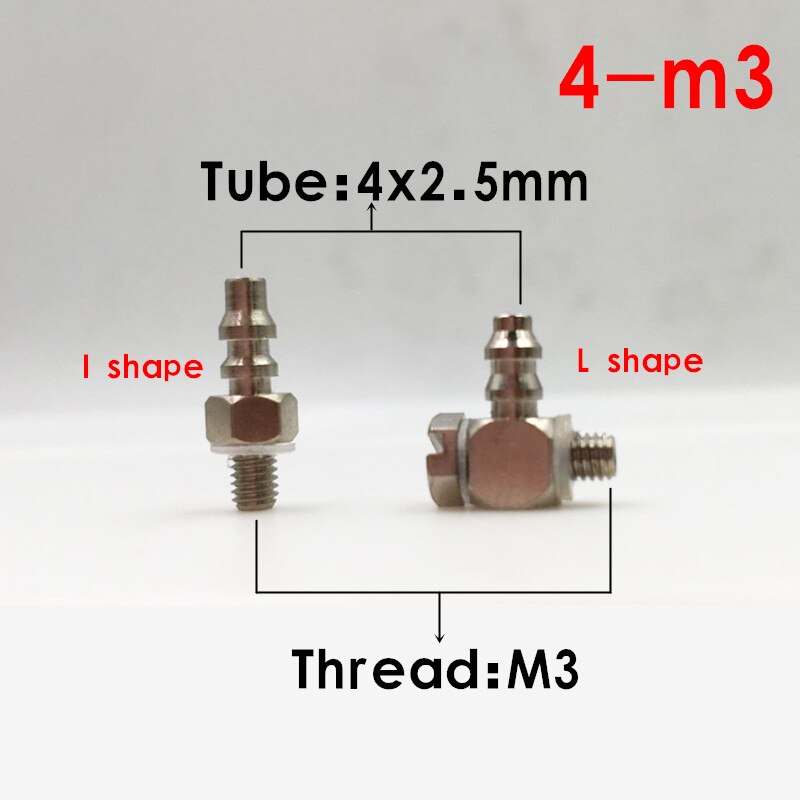 Mini Pneumatic fitting Male Thread M3 M5 M6 - Air Tube 3mm 4mm 6mm Straight Pneumatic Pipe Elbow mini Barb Connector T shape: 4-m3 / L shape (5pcs)