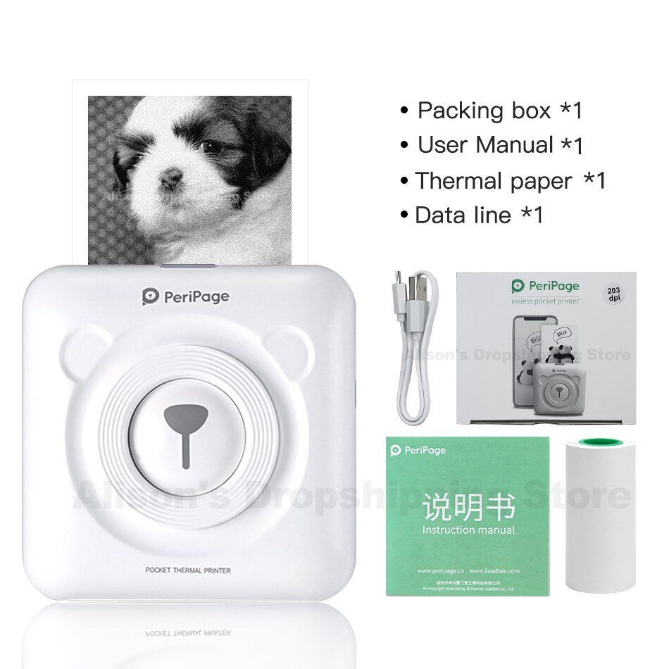 Goojprt A6 Peripage Mini Draagbare Bluetooth Draadloze Paper Photo Printer Pocket Thermische Afdrukken Usb Verbinding Impresoras Fotos: 1 White Printer