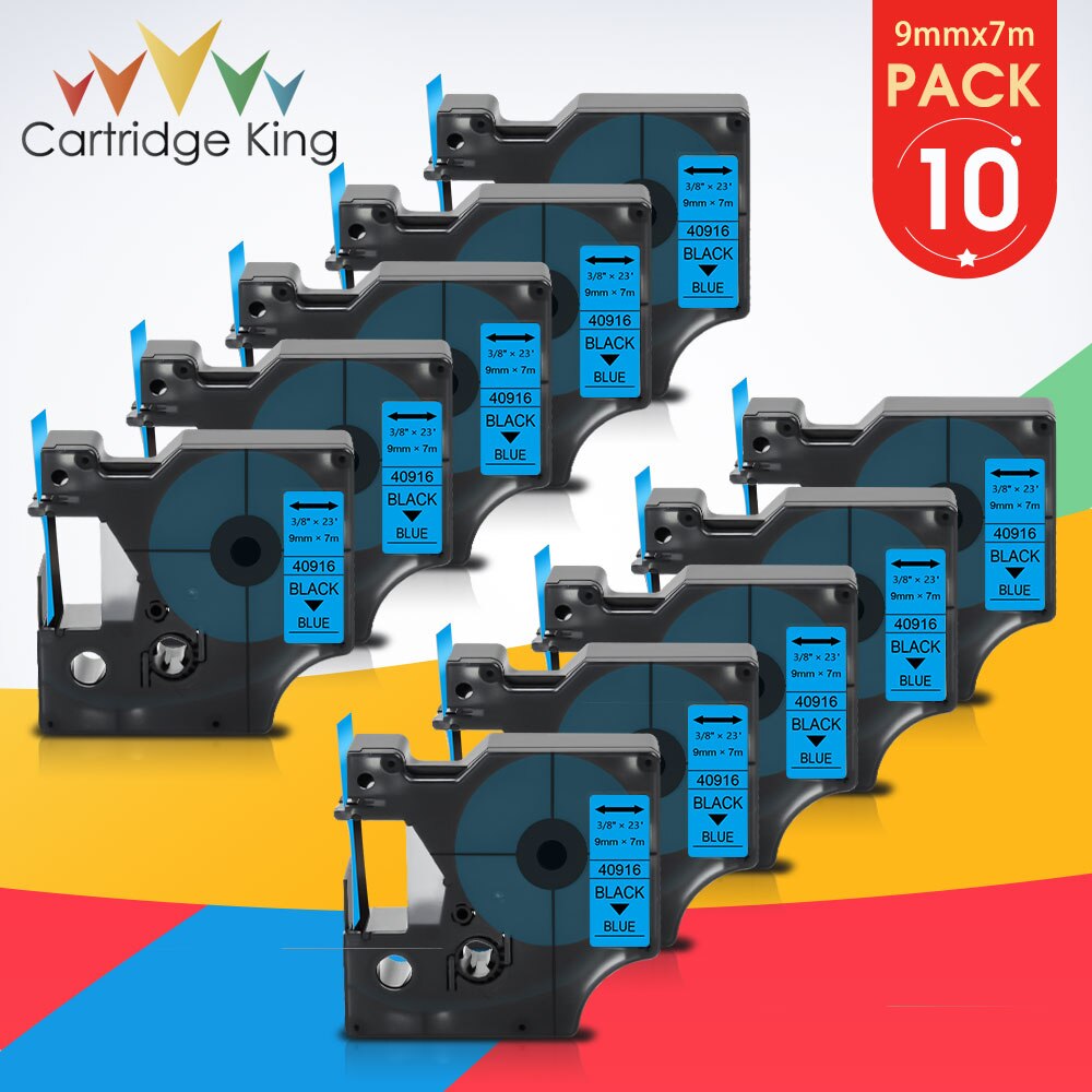 10PK 40913 9mm taśma z etykietami dla D1 DYMO 40913 czarny na białym kompatybilny z DYMO LabelPoint Label Manager 160 280 420P drukarka do etykiet: Black on Blue