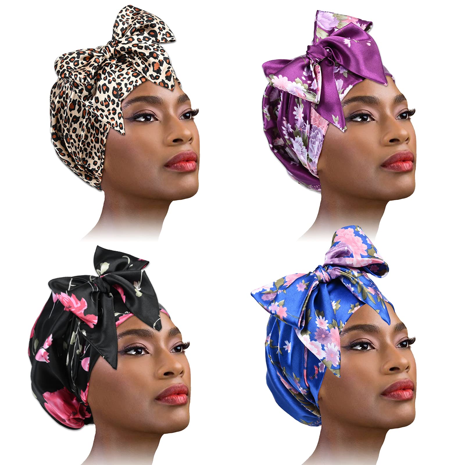 Print afrikansk hatt mjuk satin huvudduk sovmössa turban huvudskydd motorhuv huvudbonader för kvinnor headtie hijab kepsar