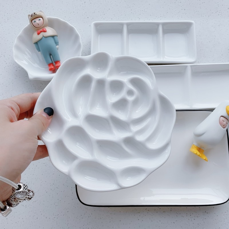 Ceramiczna paleta artysty akwarela gwasz farba ceramiczna paleta biała fala róża typ paleta malowanie dedykowane łatwe robić czyszczenia: B róża palette