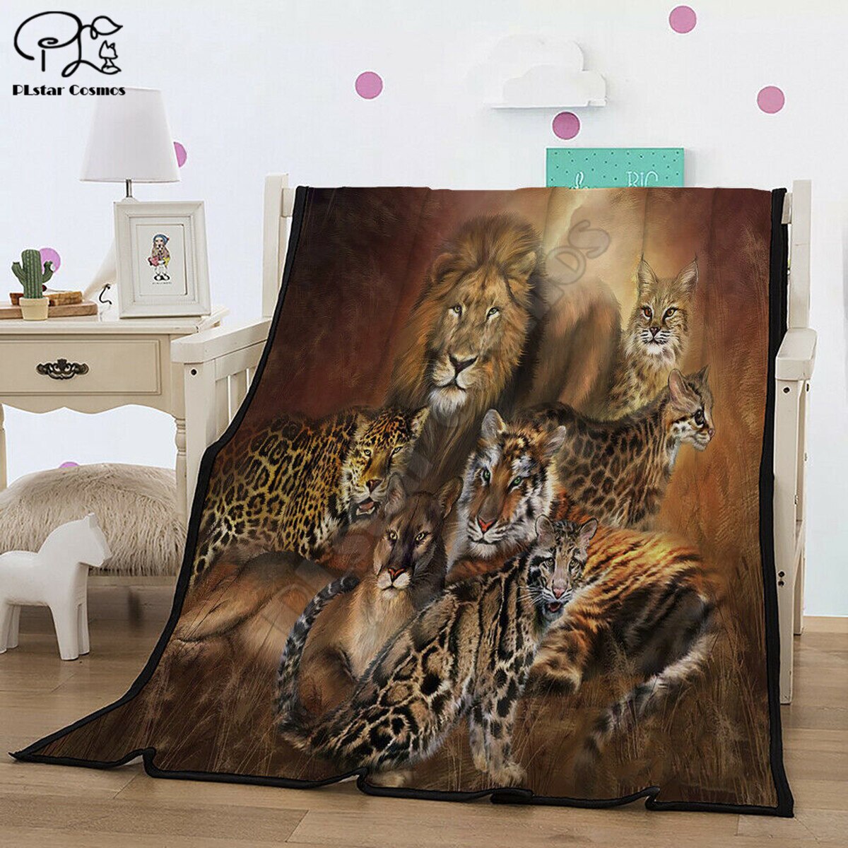 Wolf Galaxy Leeuw Tijger Dier Fleece Deken 3D Volledige Gedrukt Wearable Deken Volwassenen/Kinderen Fleece Deken Shippng