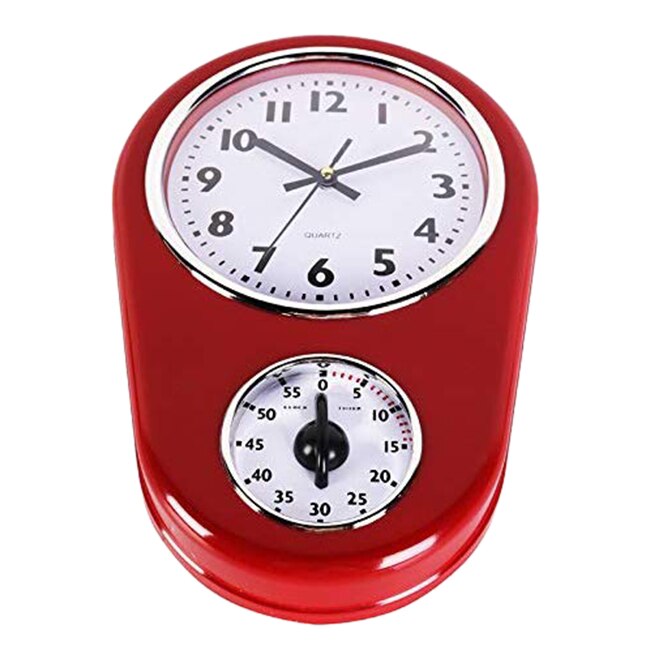 Home Retro Vintage Old Stylish 8.5 Inch Kitchen Time Wall Clock with 60 Minutes Timer Easy to Read
