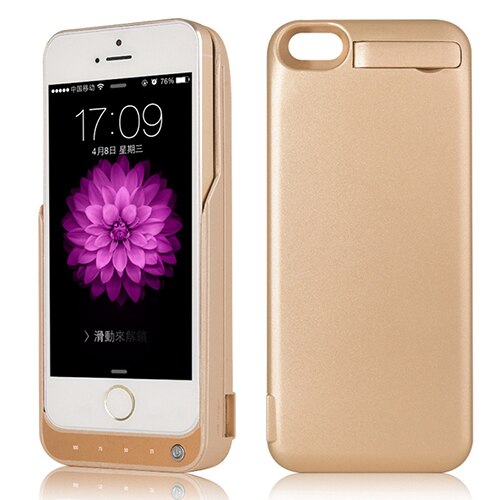 4200mAh External Phone Battery Case for iphone 5 5G 5S SE Charger Case for iphone 5 5G 5S SE External Battery Charging Case: Gold