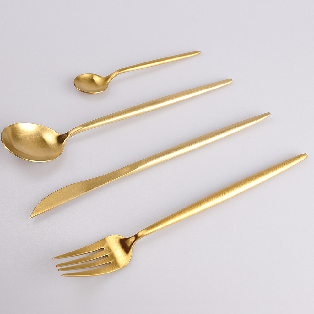4 Stck einstellen Edelstahl Besteck einstellen Luxus Geschirr 10 Farben Erhältlich Gabel Messer Nachtisch Geschirr Gold Silber Schwarz: rein golden