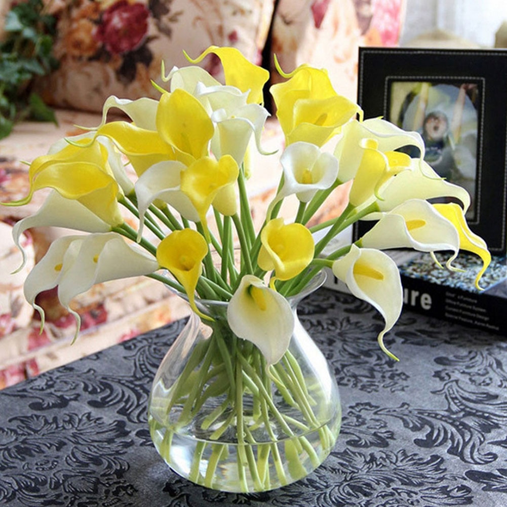 10Pcs Kunstmatige Calla Lelie Bos Latex Real Touch Nep Bloem Tuin Bridal Wedding Tafel Home Decor Boeket