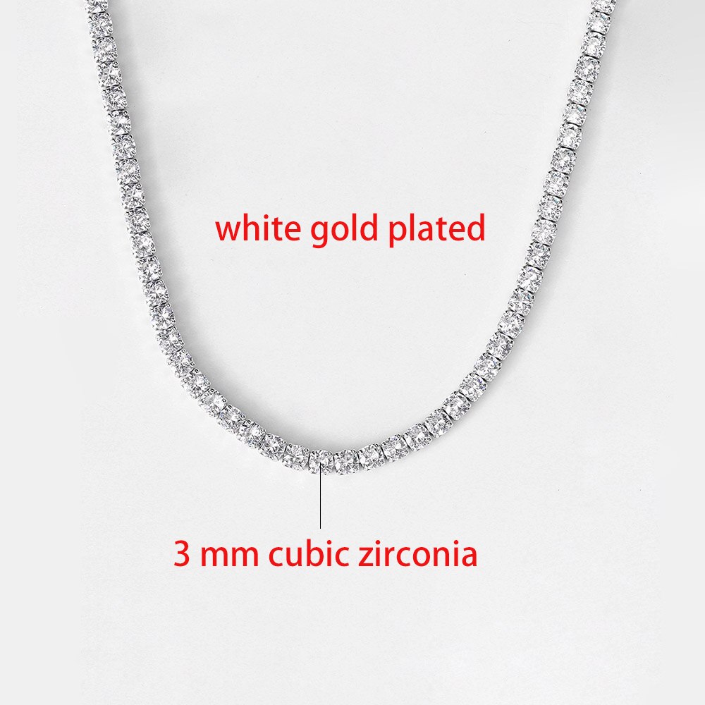Collar de cadena de tenis de lujo para mujer, Gargantilla Sexy, circonita cúbica, diamante, cuello de hip hop, accesorios de joyería OHN016: 35 cm / Rojo óxido