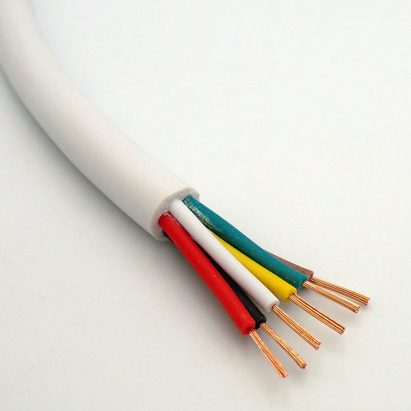 Hvid ledning blød kappe kabel 2,3,4,5,6 kerne 0.12,0.2, 0.3 mm² 27,24,22,20 awg signal linje ekstrudering producere iltfrit kobber 10m: 6 kerner / 0.3 mm 2(22 awg)