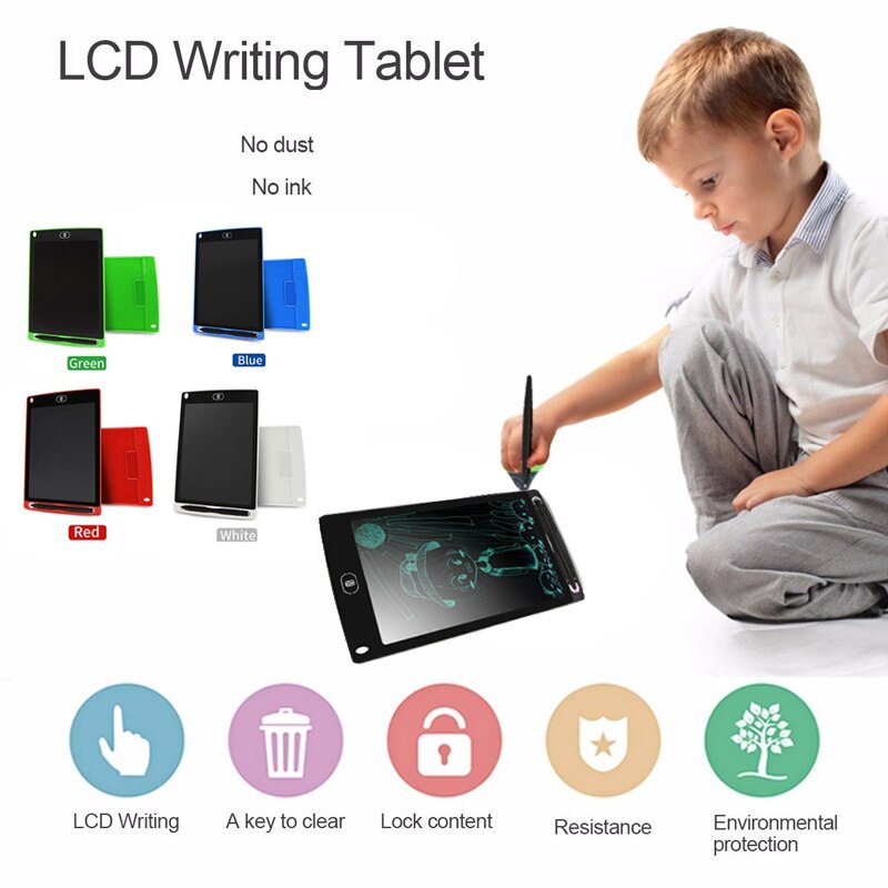 AMZDEAL 8.5 "LCD électronique Graffiti dessin tablette numérique tableau d'écriture tablette tableau de notes enfants écriture pratique apprentissage