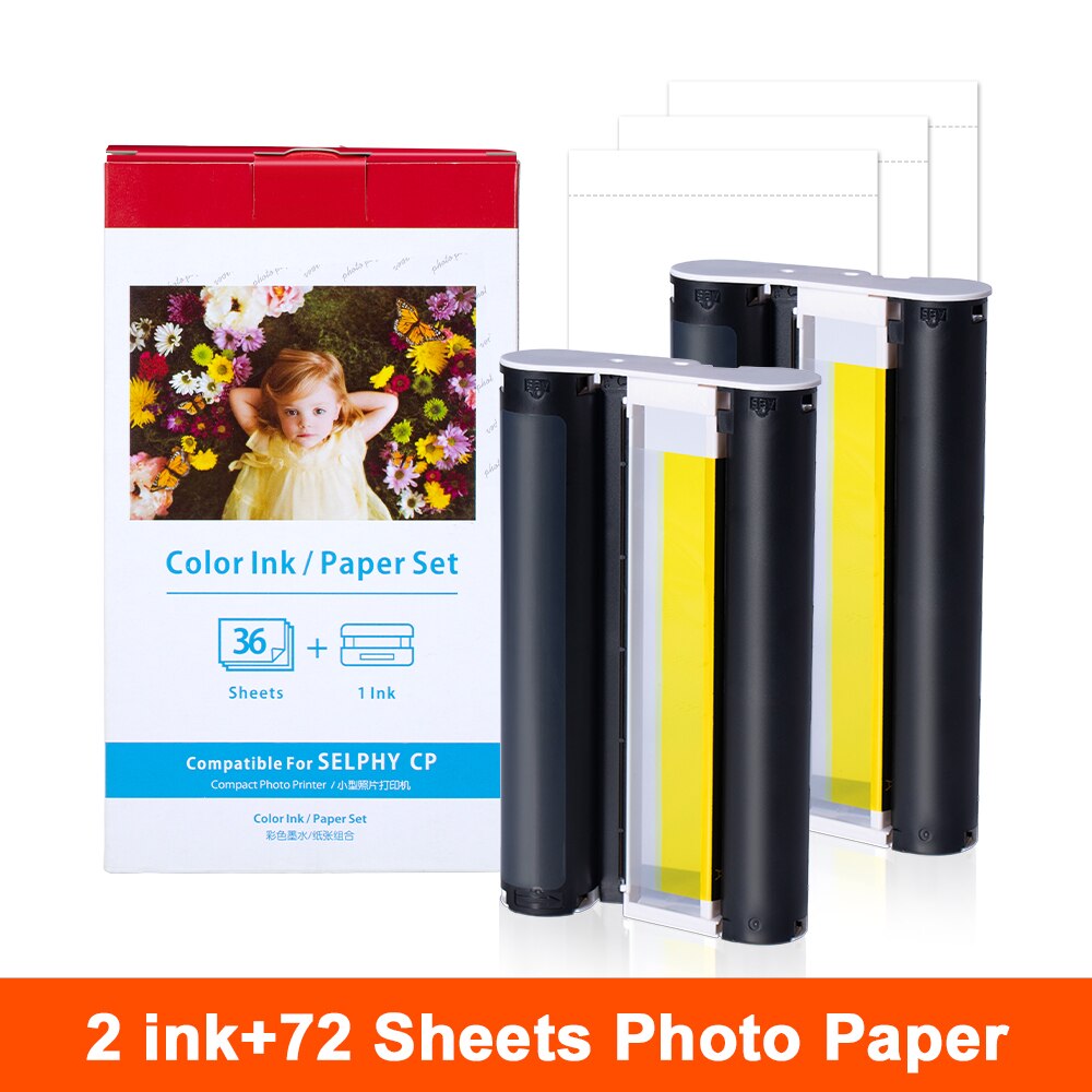 6Inch KP108IN 108 Fotopapier 3 Kleur Inkt Compatibel Voor Canon Selphy Photo Printer CP1200 CP1300 910 900 Draadloze foto Printer: 2 Inks 72 Papers