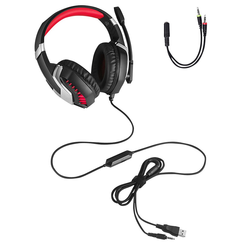 Profession Game Headset Wired 3.5mm Headphone Noise Reduction LED Light Headphone with Microphone for Computer Laptop