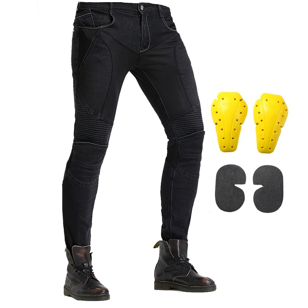 Protective CE Armor Men Motorcycle Riding Pants Stretch Denim Jeans Biker Cycling With 4 X Knee Hip Pads