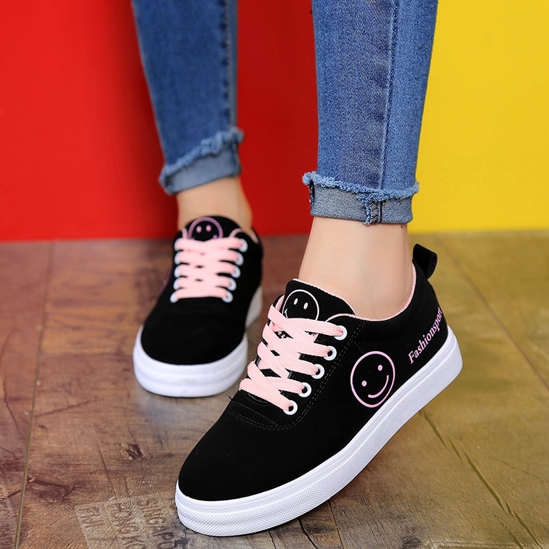 Kvinder lærredssko snøre fritidssko kvinde lejligheder student sneakers åndbare loafers dame espadriller
