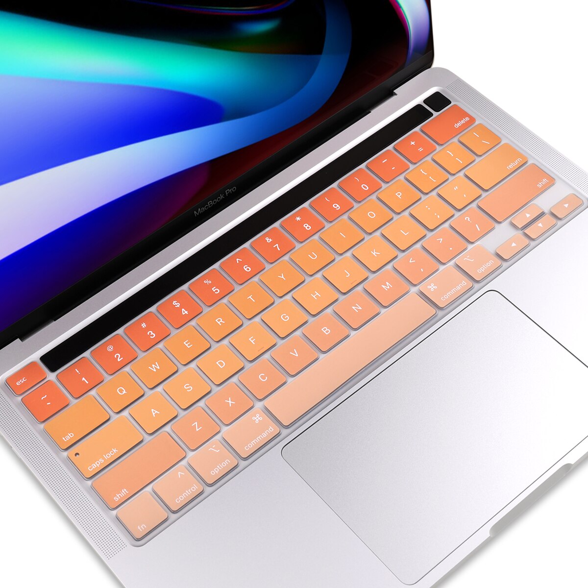 Eu Voer Russisch Frans Spanje Engels Layout Toetsenbord Cover Skin Voor Macbook Pro 13 16 Inch & A2251/A2289 A2141 A2338: US English orange