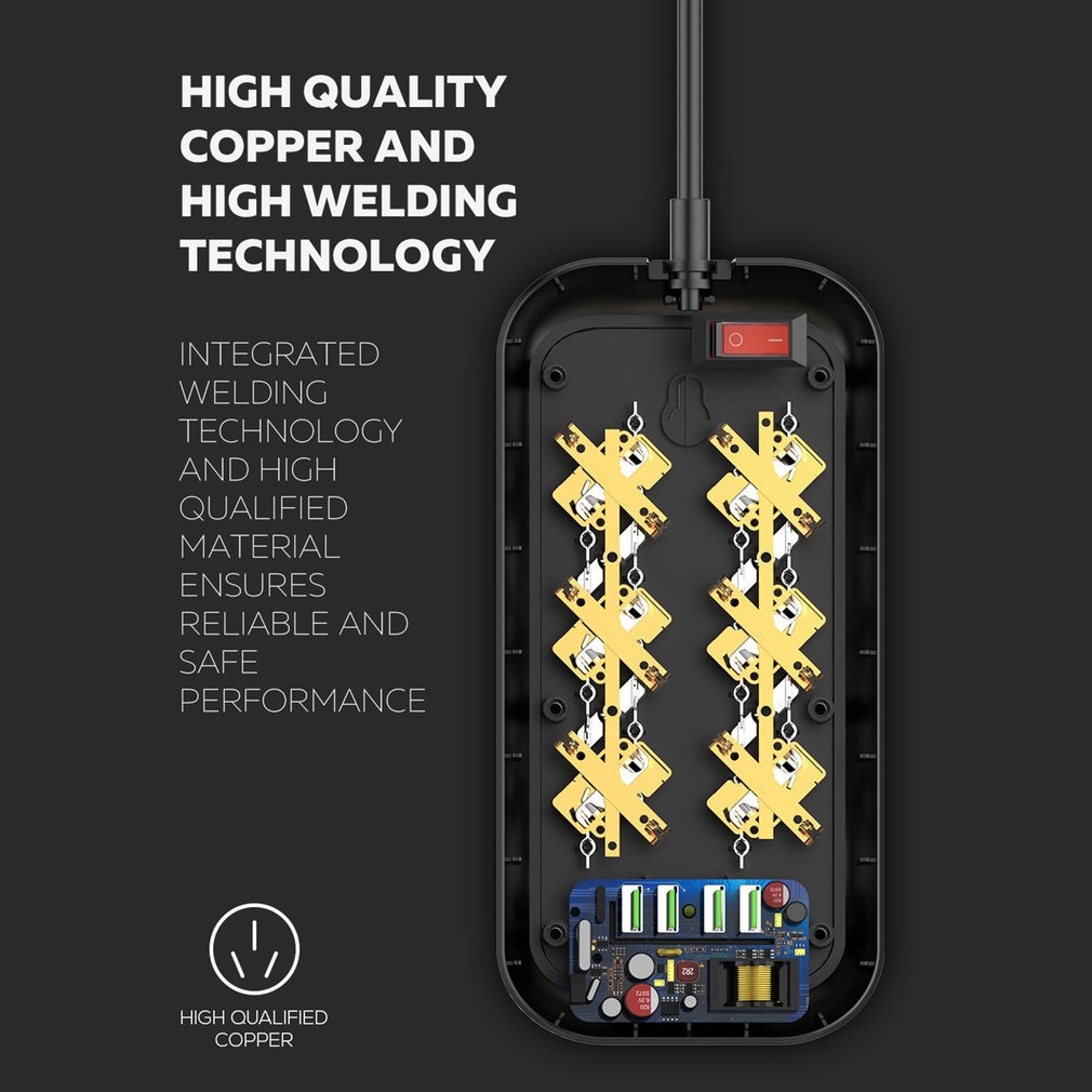 Power outlet 4 USB Phone Charger Multiple Power Sockets 6 EU Outlet Power Strip Charger For Home/Restaurant Charging MobilePhone