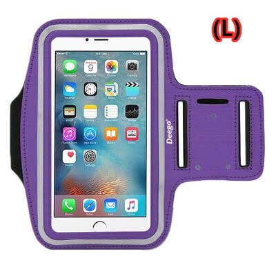 Universal Outdoor Sports Phone Holder Armband Case for apple Iphone 7 Gym Running Phone Bag Arm Band Case for xiaomi mi8 note7: purple-L