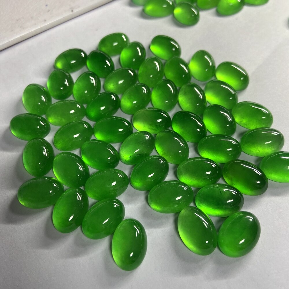 Meisidian Neue Farbe 5A Oval 10x14mm Cabochon Natürliche GrüNe Birma Jadeit Jade Stein Für Ring, Der