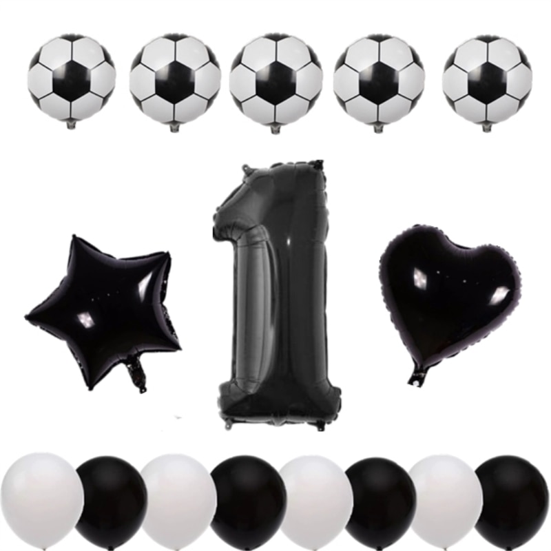 16 Uds 10 pulgadas Mini globo de fútbol Set 0-9 Número forma de estrella y corazón globos de aluminio DIY niños Baby Shower decoración de de cumpleaños