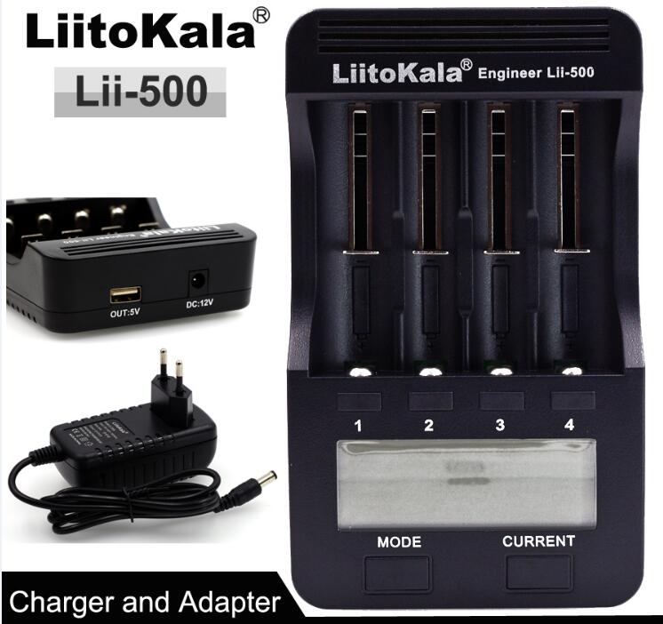 Liitokala lii -500 100 s1 pl4 lii -pd4 batterilader, frakt 18650 18350 18500 16340 17500 21700 26650 nimh litiumbatteri: Lii -500 og adapter