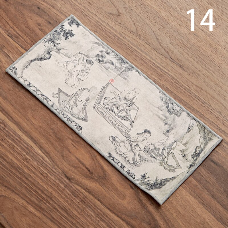 Painted Tea Towel Absorbent Rag Thickened Table Cleaning Chinese Tea Ceremony Household Kitchen Cleaning Towels Tea Accessories: 14