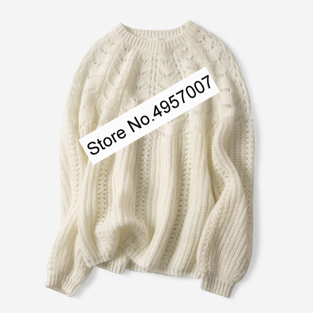 Elfbop Dames Wit/Blauw/Geel/Groen/Bruin Breien Mohair & Wol Hollow Out Trui Trui Top Stijl Jumper