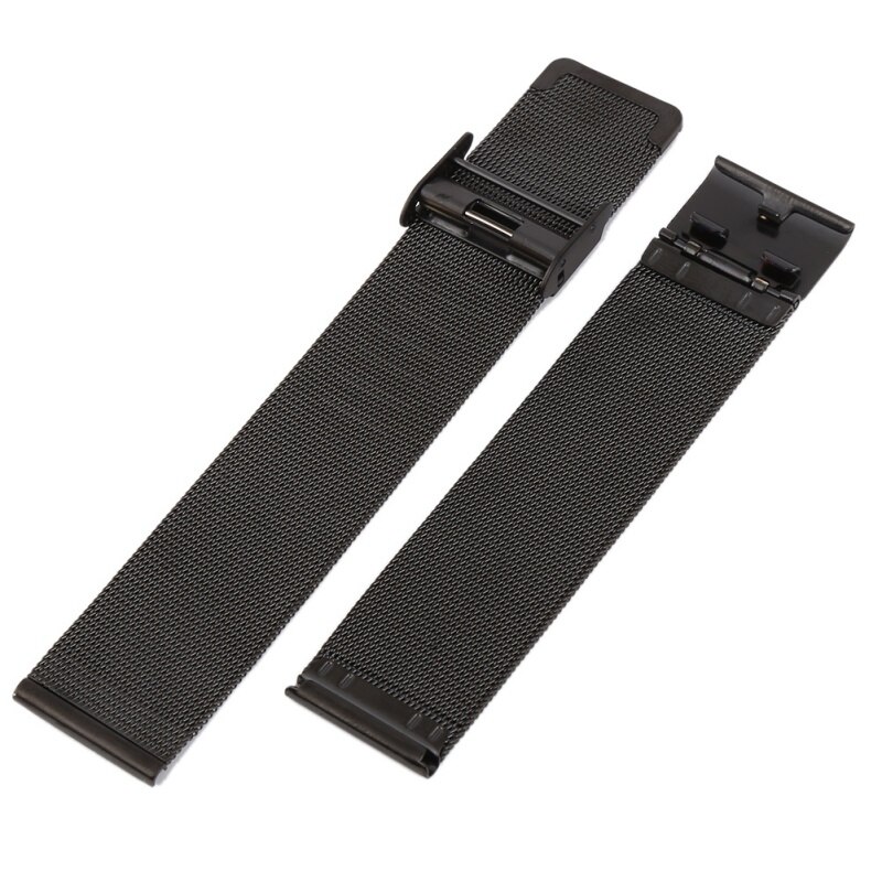 Correa de reloj milanesa popular 12mm 14mm 16mm 18mm 20mm 22mm 24mm Universal de acero inoxidable correa de reloj pulsera de plata negra: Black / 12 mm