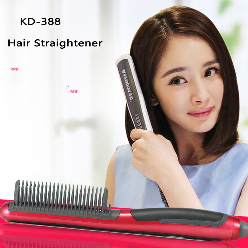 KINGDOM CARES KD-388 Electrical Hair Straightener Brush Styling Instant Quick Heating Salon Combs Curlers Hairstyling Straighter