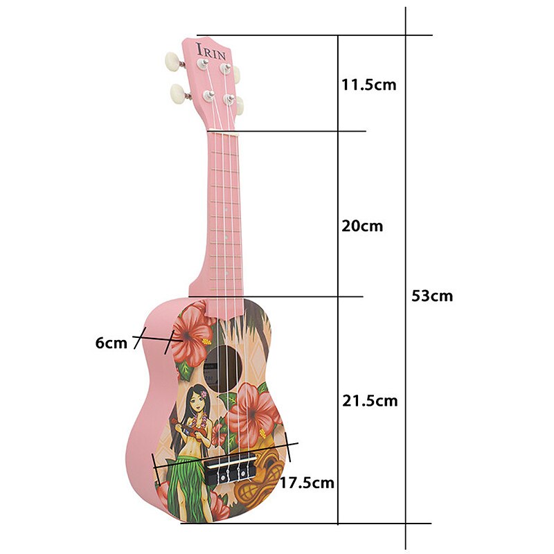 Irin 21 inch roze sopraan ukelele ukelele gitaar 4 snaren akoestische hawaiiaanse gitaar muziekinstrumenten voor meisjes beginners