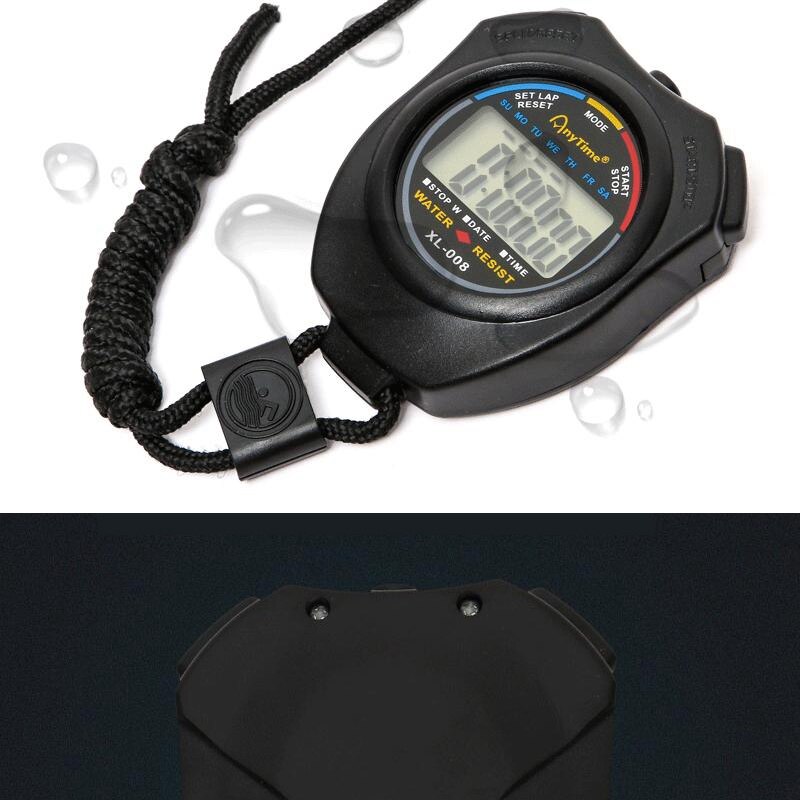 Waterproof Multi-Function Electronic Sports Stopwatch Timer Water Resistant Large Display with Date Time and Alarm