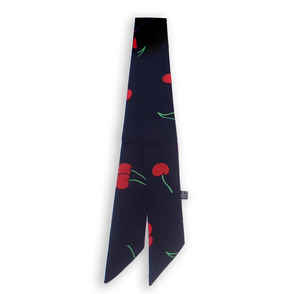 Lille silketørklæde til kvinder pandebånd tyndt tørklæde håndtag taske bånd lange tørklæder pandebånd kirsebær printet silketørklæde: 1