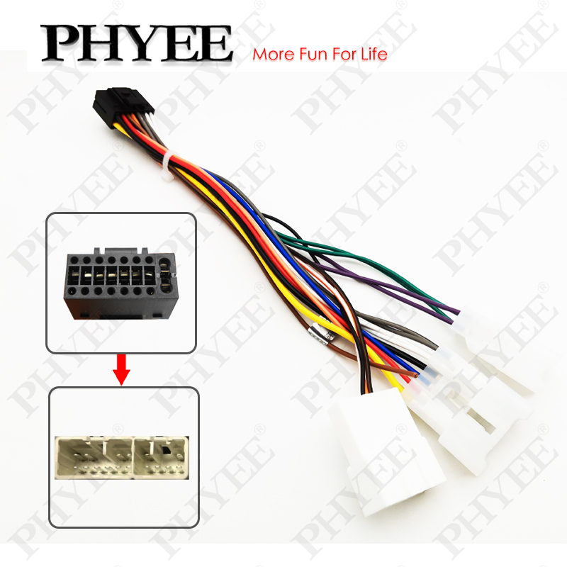 Kabelboom 16 Pins Connector Plug Auto Android Head Unit Kabeladapter Voor Toyota Corolla Camry Rav4 Hilux Land Cruiser Yaris