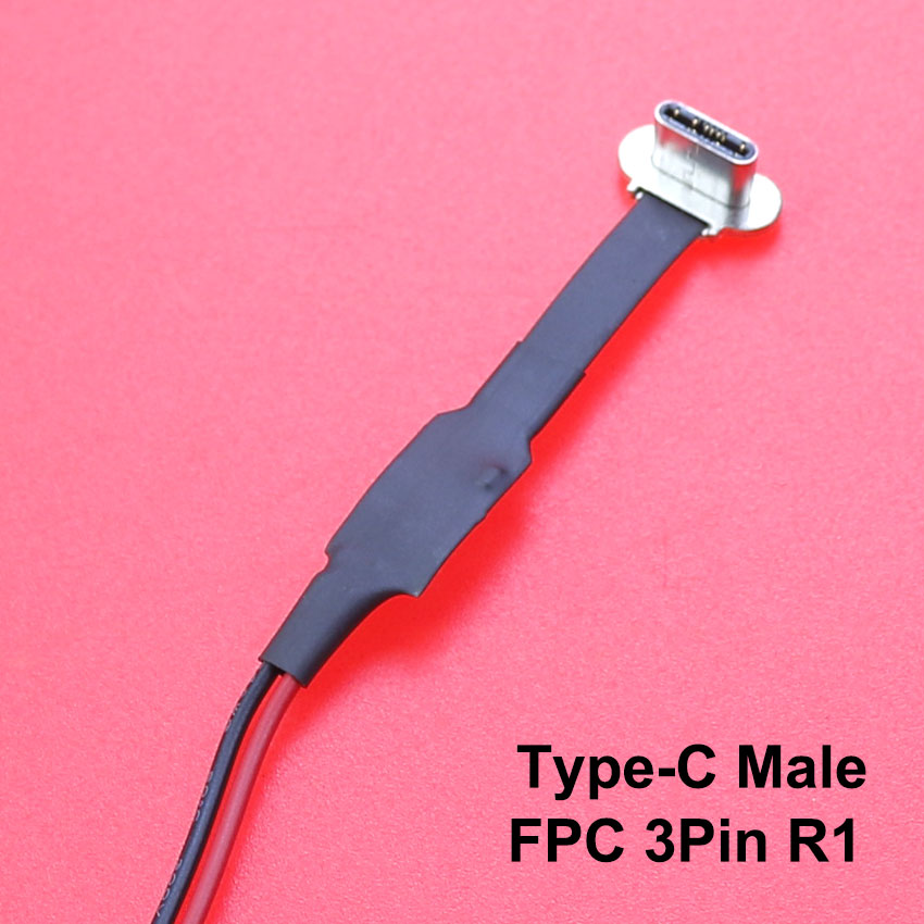Conector Micro USB tipo C FPC 2 pines 3 pines con resistencia R1 Cable plano suave Cable de carga macho extensión de Cable de carga rápida para teléfono: Rojo