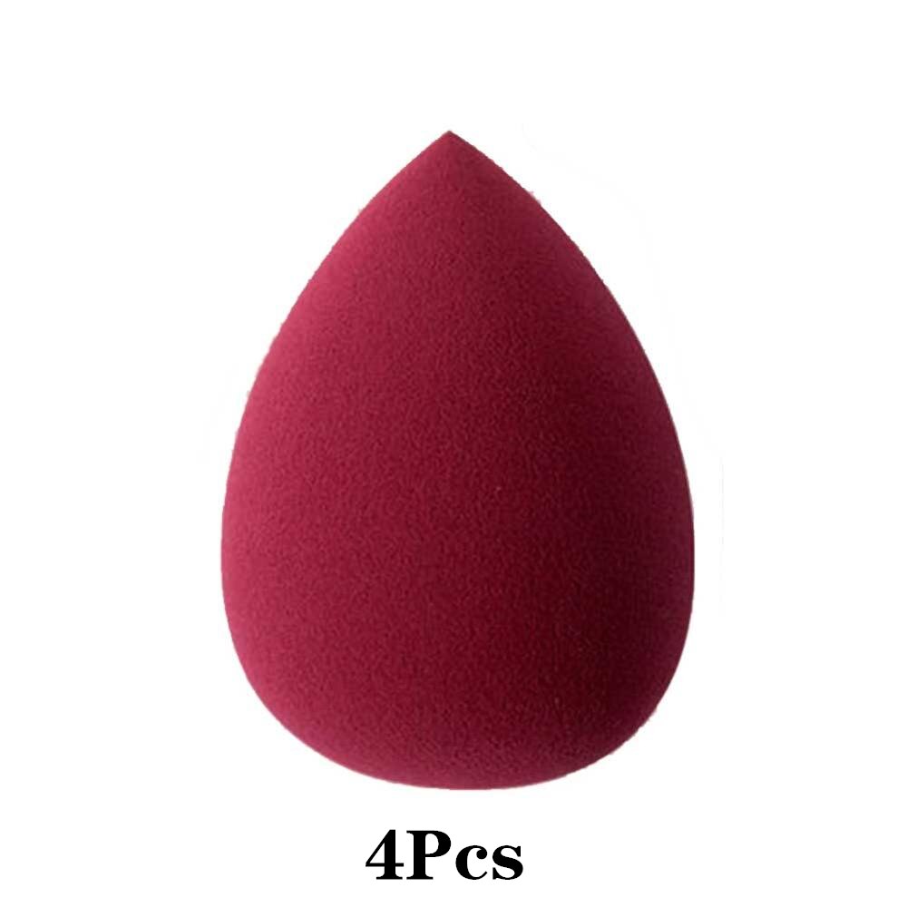 4 Pcs/set Sponge Water Shape Puff Face Makeup Reusable Cleaning Foundation Base Liquid Powder Sponge Cosmetic Tool: 4Pcs-DarkRed