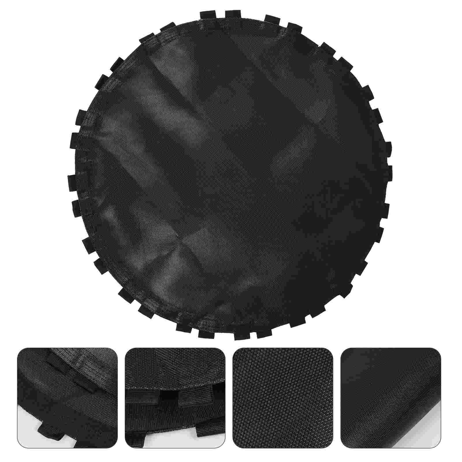 1Pc Weatherproof Round Trampoline Replacement Pad Black Jumping Cloth with Hooks: Default Title