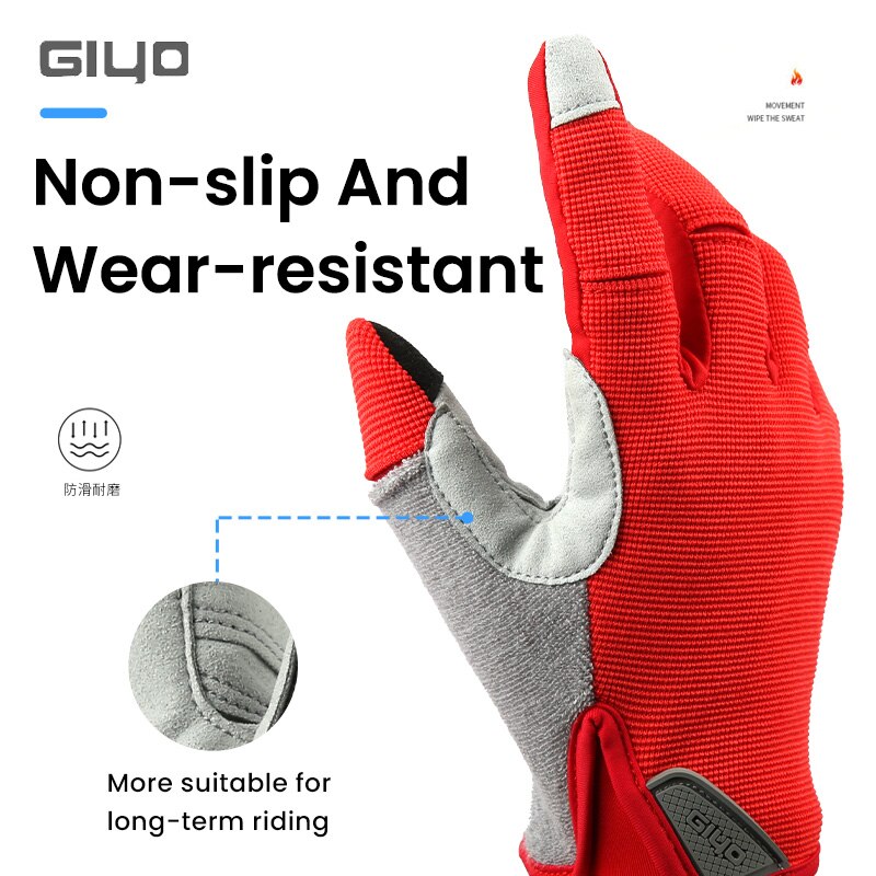 Giyo Atmungs Radfahren Voll Finger Handschuhe Tragen-beständig Touchscreen Fahrrad Lycra Stoff Handschuhe Bicicleta Rennrad Lange Handschuhe