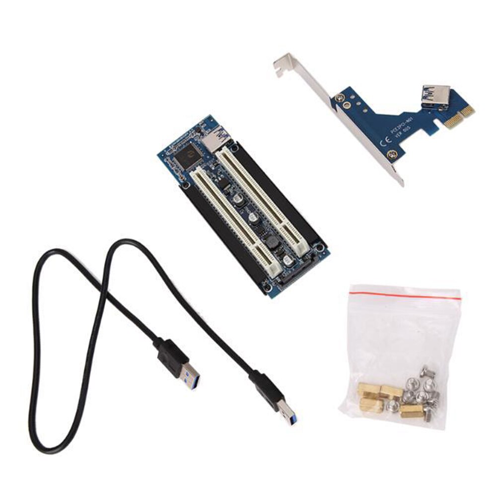 PCI-E To Dual PCI Riser Card Extender Desktop PCI Express Expansion Adapter Connector Card For PC Computer Windows XP LINUX