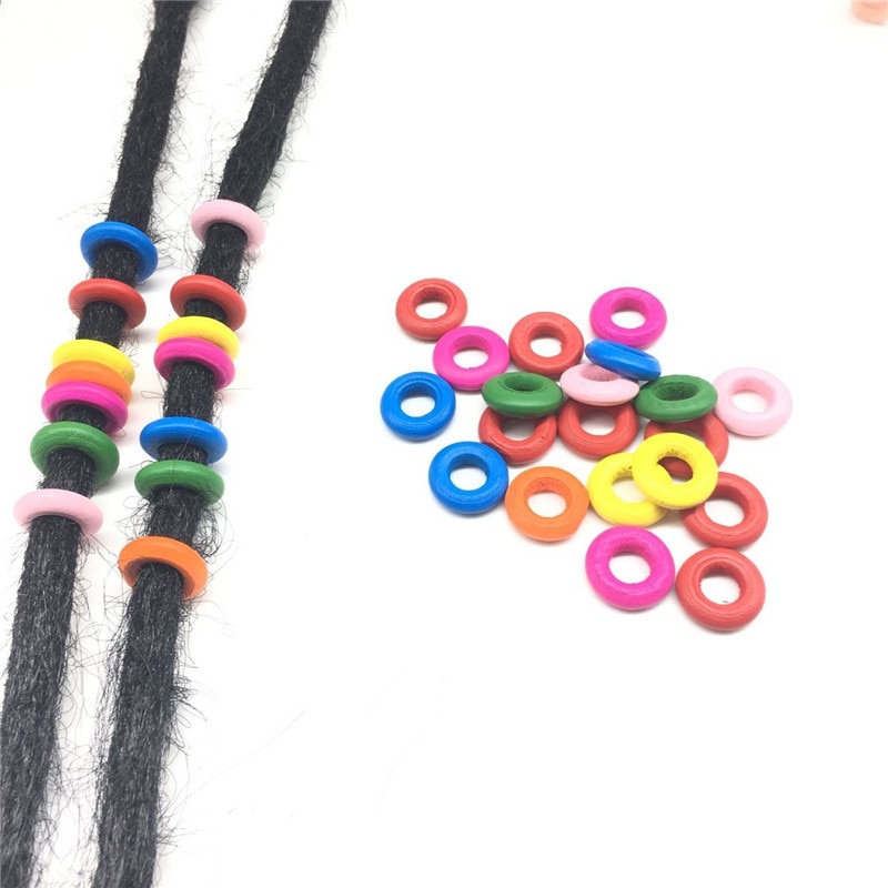Houten Dreadlock Kraal 20 stks Mix Kleur Dreadlock Manchetten Kralen-Dread Haar Kralen 7mm Gat Houten Haar dreadlocks kralen Kleurrijke