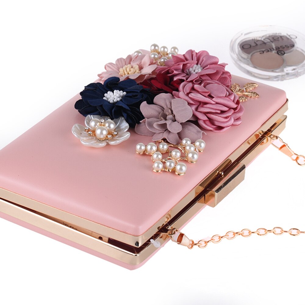 le signore DIY mano fatto fiori Busta frizione Borsa sera Borsa nuziale nozze Borsa spalla borsetta Prom Borsa per le signore la moda