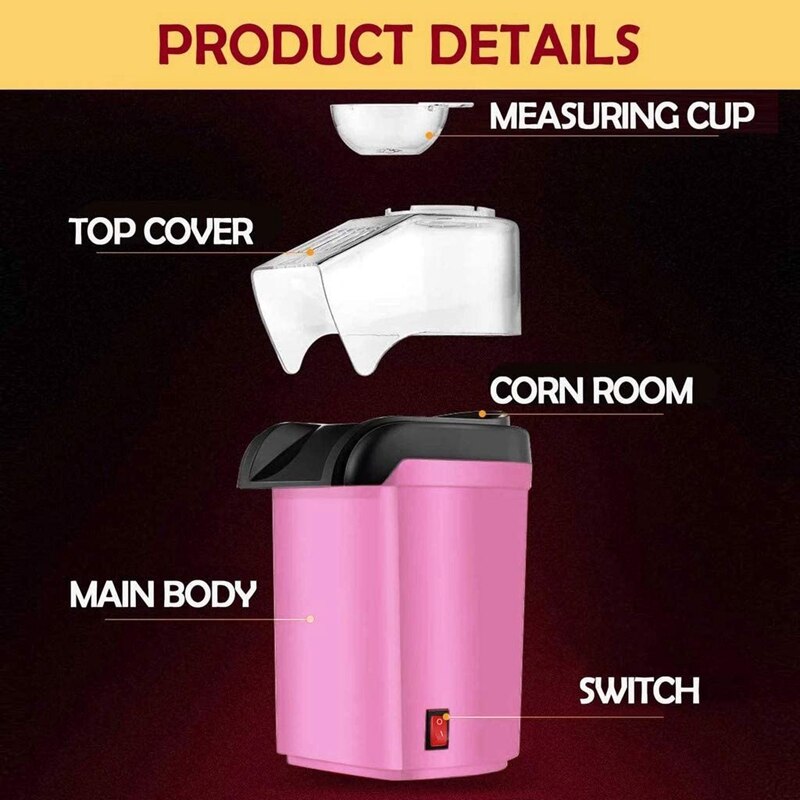 Popcorn Machine, Removable Air Popcorn Popper Maker for Home No Oil, Delicious Healthy Snack