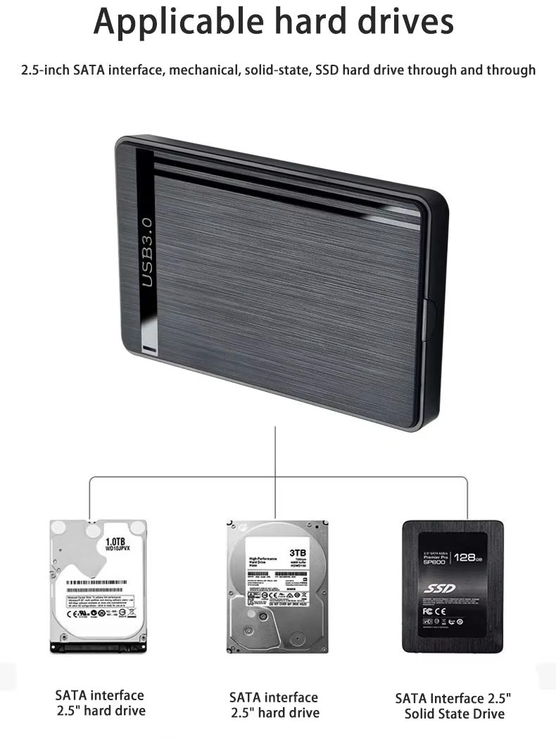 2.5" SATA to USB 3.0 Mobile HDD Enclosure Case for SSD External Hard Drive Storage Plug And Play