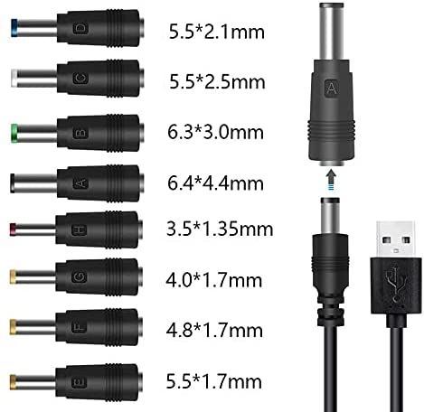 Câble d'alimentation de convertisseur USB 5V à cc 12V + 8 connecteurs, adaptateur USB à cc (moins de 2A Max pour 8Watts)