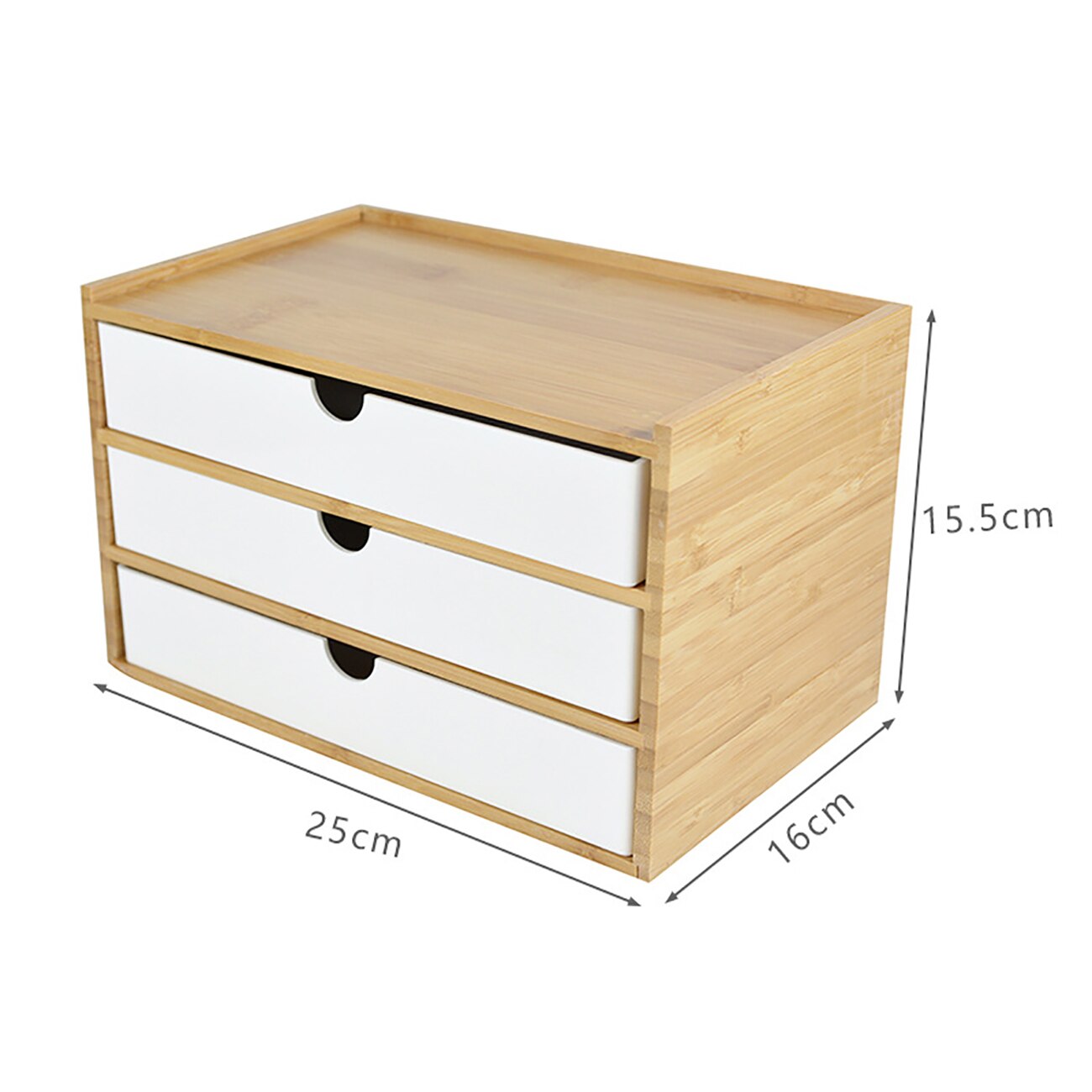 Bamboo Desktop Storage Box Sundries Jewelry Cosmetics Drawer Organizer Soap Box Remote Control Storage Box Table Storage Rack: White-3 Layer