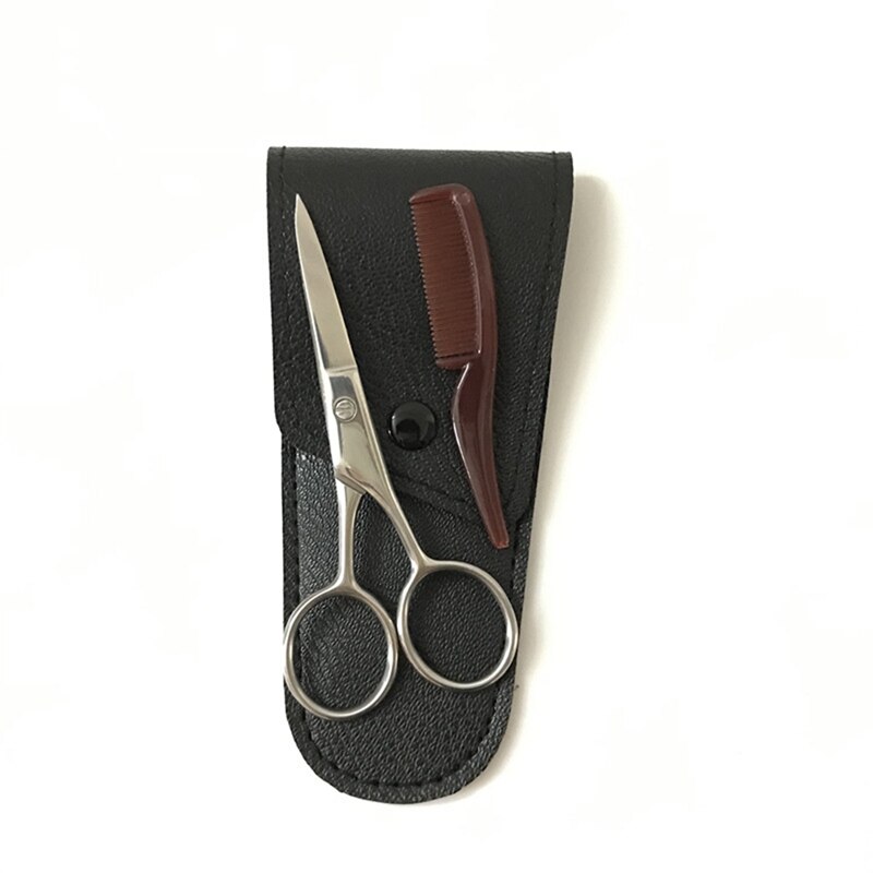 Snor Wenkbrauw Trimmer Mannen Baard Schaar Rvs Shear Cutter Care Medeplichtige Schaar Kam Kit