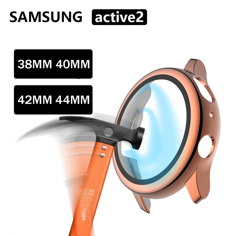 Pc plating + beschermhoes gehard glas voor samsung galaxy watch active 2 44/40mm bescherming active 2 44/40mm beschermhoes