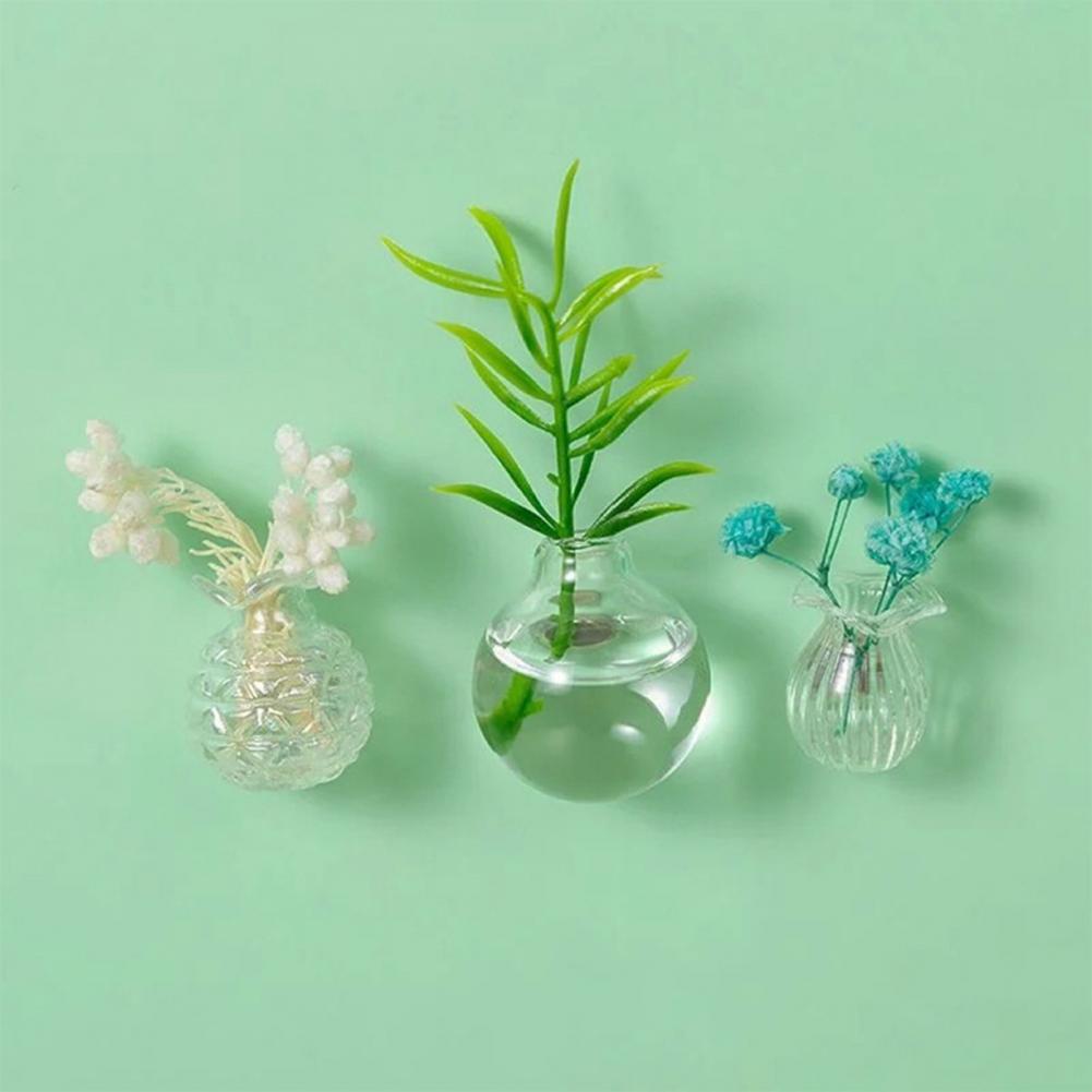 Glasvase Kühlschrankmagnet 3D Miniatur Blumenvase Kühlschrankmagnet für Home Office Küche Spind Kühlschrank Glas Mini