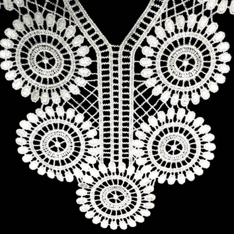 Escote de encaje blanco de , apliques bordados de tela de encaje, suministros de costura, Scrapbooking