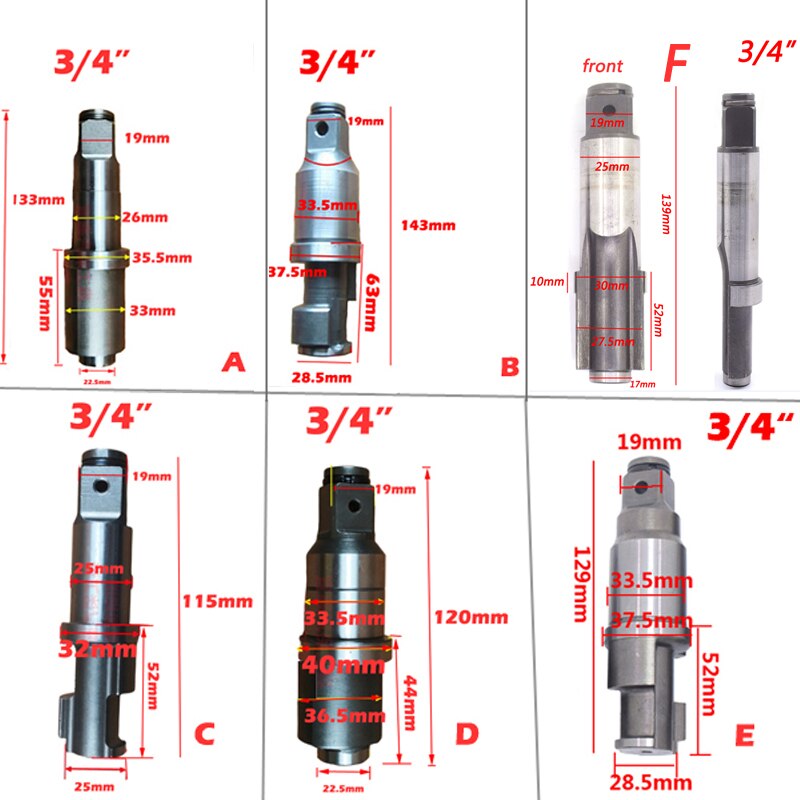 3/4 Pneumatic Impact Wrench Spindle Inch Pneumatic Wrench Tool Strike Shaft Maintenance Accessories Front Axle