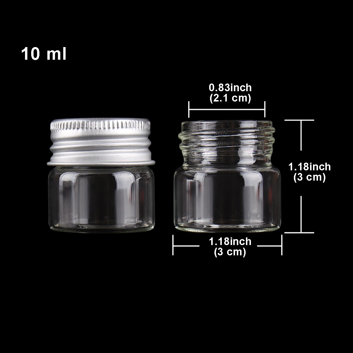 24 sztuk 10ml małe szklane butelki z aluminium czapki 30*30mm szklane słoiki fiolki przezroczyste pojemniki szklane buteleczki robić perfum