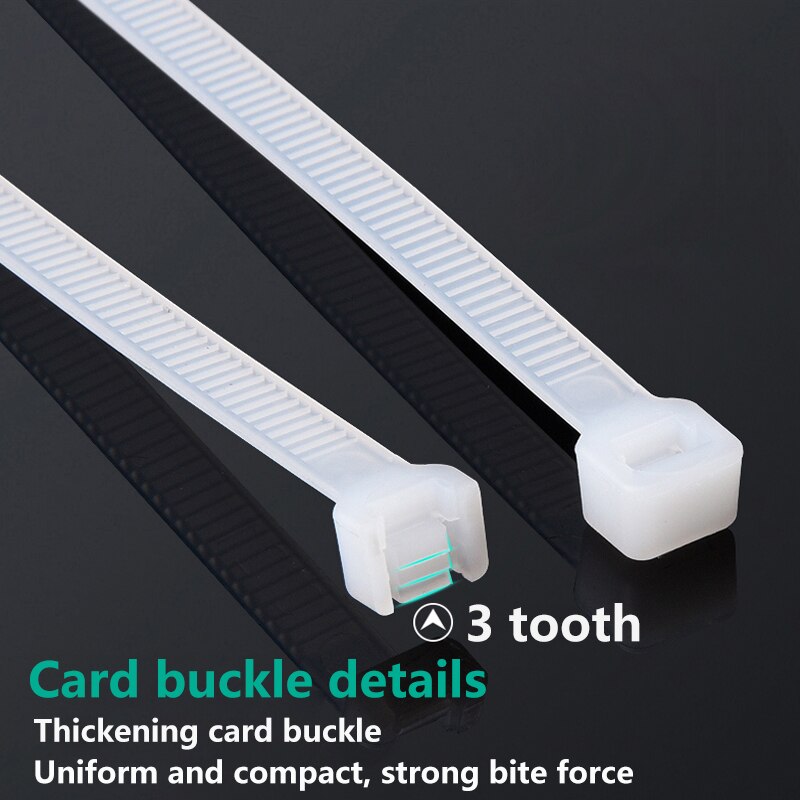 Zelfsluitende nylon binding band 4*200mm grote binding band plastic sluiting retainer binding band wit/ zwart 5*250 8*300 kabelbinder