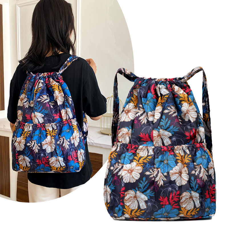 Lightweight Large Capacity Backpack Women Drawstring Strap Pocket Large Capacity Drawstring Travel Bag Fitness Sports Bag